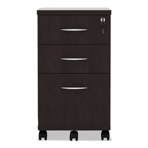 Alera Valencia Series Mobile Pedestal File, Left/Right, 3-Drawer: Box/Box/File, Legal/Letter, Espresso, 15.88 X 20.5 X 28.38