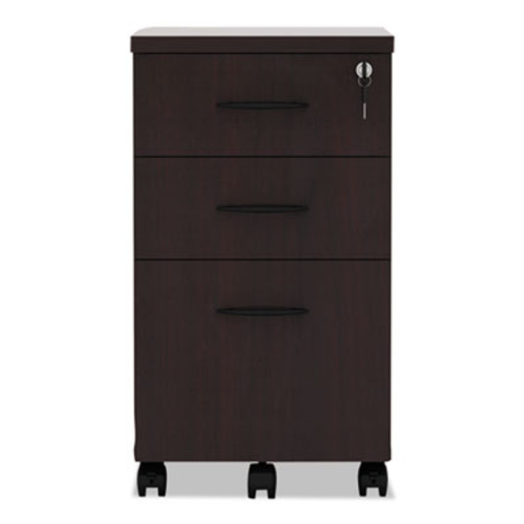 Alera Valencia Series Mobile Pedestal File, Left/Right, 3-Drawers: Box/Box/File, Legal/Letter, Mahogany, 15.88 X 20.5 X 28.38