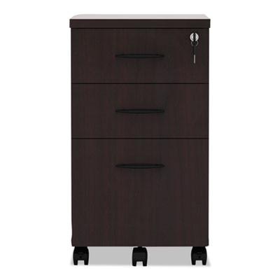 Alera Valencia Series Mobile Pedestal File, Left/Right, 3-Drawers: Box/Box/File, Legal/Letter, Mahogany, 15.88 X 20.5 X 28.38