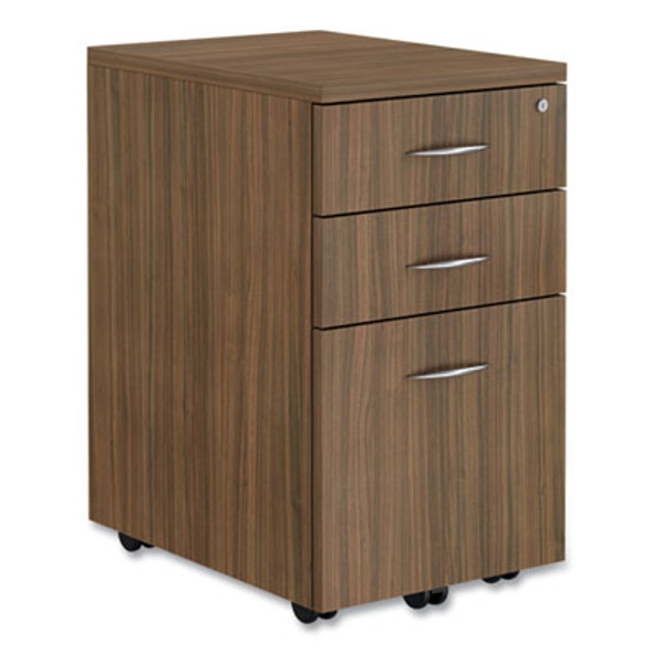 Alera Valencia Series Mobile Pedestal File, Left/Right, 3-Drawer: Box/Box/File, Legal/Letter, Walnut, 15.88 X 20.5 X 28.38