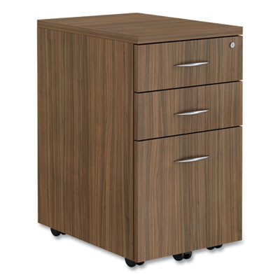 Alera Valencia Series Mobile Pedestal File, Left/Right, 3-Drawer: Box/Box/File, Legal/Letter, Walnut, 15.88 X 20.5 X 28.38