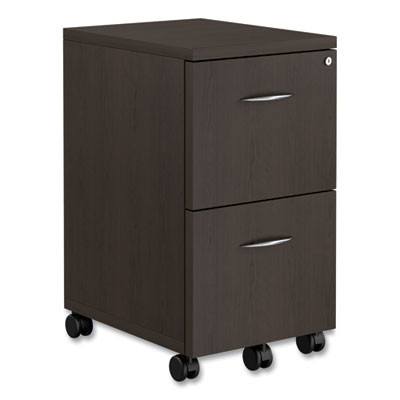 Alera Valencia Series Mobile Pedestal, Left Or Right, 2 Legal/Letter-Size File Drawers, Espresso, 15.38" X 20" X 26.63"