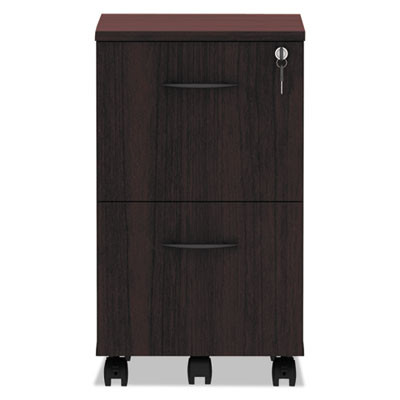 Alera Valencia Series Mobile Pedestal, Left Or Right, 2 Legal/Letter-Size File Drawers, Mahogany, 15.38" X 20" X 26.63"