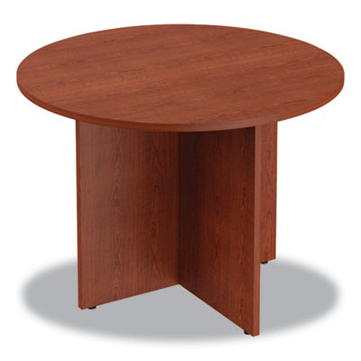 Alera Valencia Round Conference Table With Legs, 42" Diameter x 29.5h, Medium Cherry