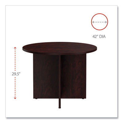Alera Valencia Round Conference Table With Legs, 42" Diameter x 29.5h, Mahogany