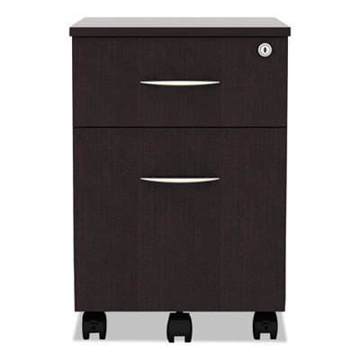 Alera Valencia Series Mobile Pedestal, Left Or Right, 2-Drawers: Box/File, Legal/Letter, Espresso, 15.88" X 19.13" X 22.88"