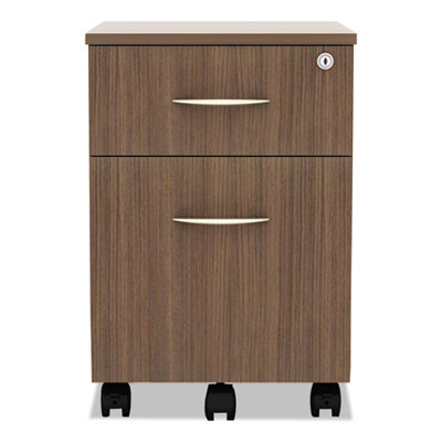 Alera Valencia Series Mobile Pedestal, Left/Right, 2-Drawers: Box/File, Legal/Letter, Modern Walnut, 15.88" X 19.13" X 22.88"