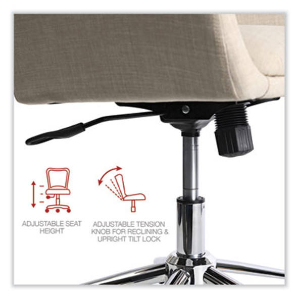 Mid-Century Task Chair, Supports Up To 275 Lb, 18.9" To 22.24" Seat Height, Cream Seat, Cream Back