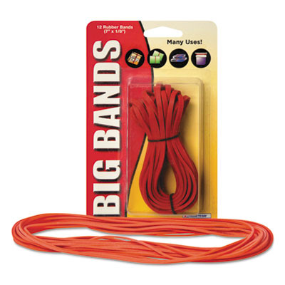 Big Bands Rubber Bands, Size 117b, 0.06" Gauge, Red, 12/Pack