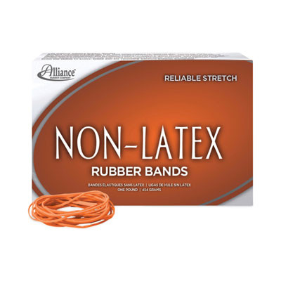 Non-Latex Rubber Bands, Size 19, 0.04" Gauge, Orange, 1 Lb Box, 1,440/Box