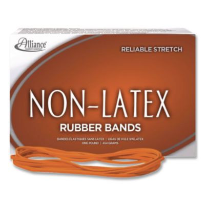 Non-Latex Rubber Bands, Size 64, 0.04" Gauge, Orange, 1 Lb Box, 380/Box