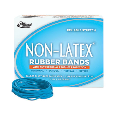 Antimicrobial Non-Latex Rubber Bands, Size 33, 0.04" Gauge, Cyan Blue, 4 Oz Box, 180/Box