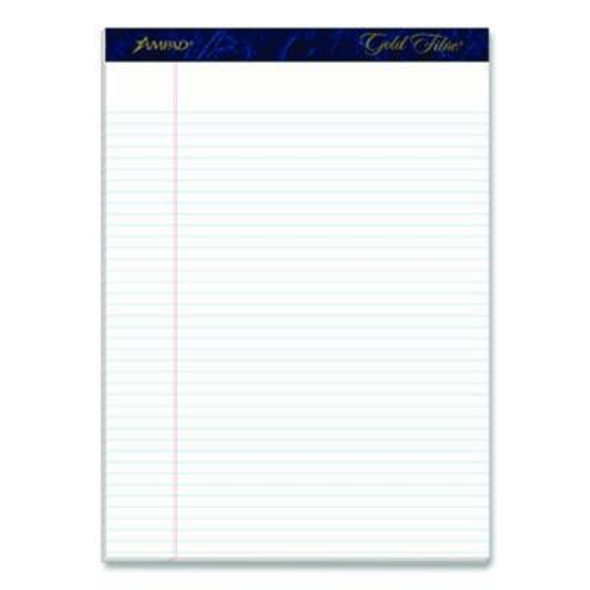 Gold Fibre Writing Pads, Narrow Rule, 50 White 8.5 X 11.75 Sheets, Dozen