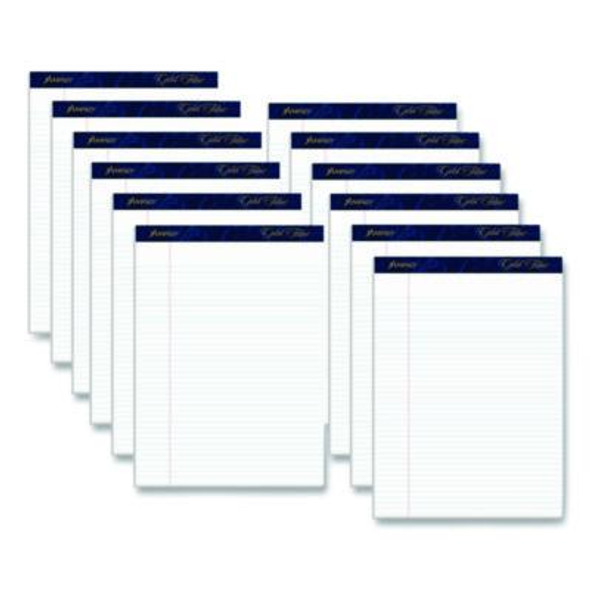 Gold Fibre Writing Pads, Narrow Rule, (50) White 8.5 x 11 Sheets, Dozen
