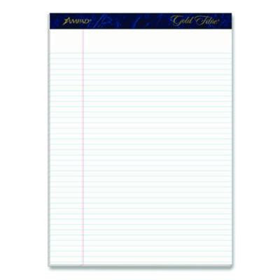 Gold Fibre Writing Pads, Narrow Rule, (50) White 8.5 x 11 Sheets, Dozen