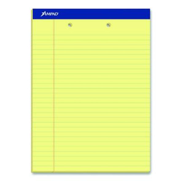 Perforated Writing Pads, Wide/Legal Rule, 50 Canary Yellow 8.5 x 11.75 Sheets, Dozen