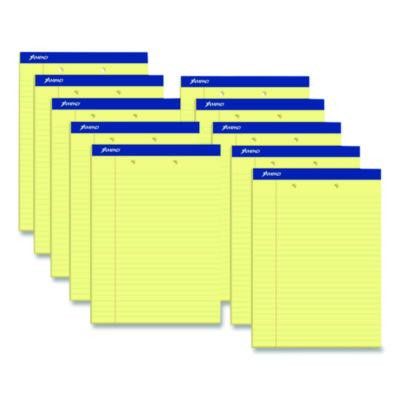 Perforated Writing Pads, Wide/Legal Rule, (50) Canary Yellow 8.5 x 11 Sheets, Dozen