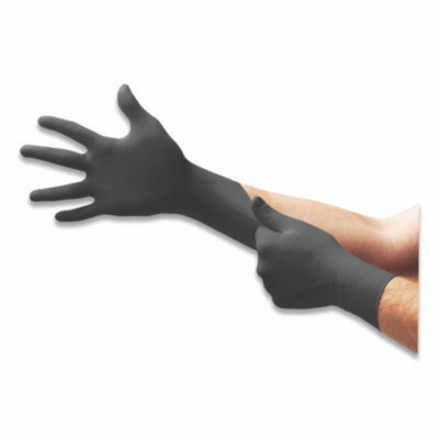 Microflex Midknight Powder-Free Nitrile Gloves, Xx-Large, 4.7 Mil (Palm), 5.9 Mil (Fingers), 9.6" Long, Black, 100/Box
