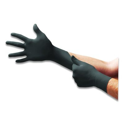 Microflex Midknight Powder-Free Nitrile Gloves, 2X-Large, 4.7 Mil (Palm), 5.9 Mil (Fingers), 9.6" Long, Black, 100/Box