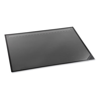 Desk Pad With Transparent Frost Lift-Top Overlay, Antimicrobial Product Protection, 24" x 19", Black