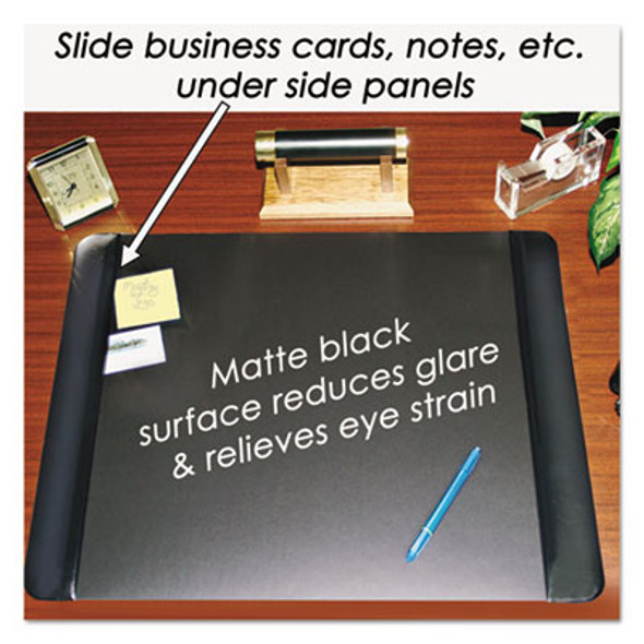 Executive Desk Pad With Antimicrobial Protection, Leather-Like Side Panels, 36 X 20, Black