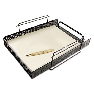 Urban Collection Punched Metal Letter Tray, 1 Section, Letter Size Files, 10" X 13.75" X 3.5", Black