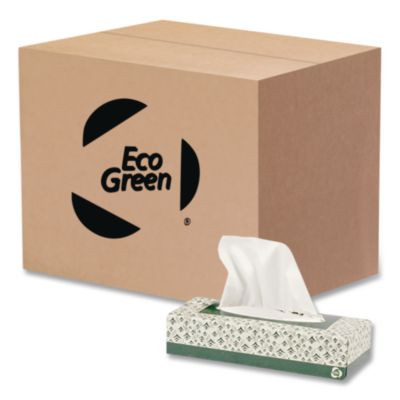 Recycled Two-Ply Facial Tissue, White, 150 Sheets/Box, 20 Boxes/Carton