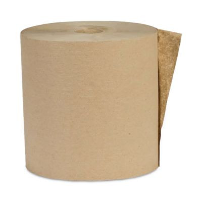 Recycled Hardwound Paper Towels, 1-Ply, 8" x 600 Ft, 1.6 Core, Kraft, 12 Rolls/Carton
