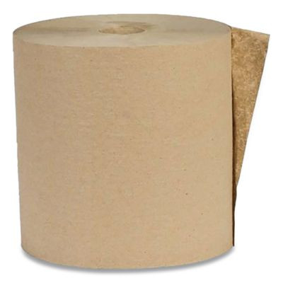 Recycled Hardwound Paper Towels, 1-Ply, 7.88" x 800 Ft, 1.8 Core, Kraft, 6 Rolls/Carton