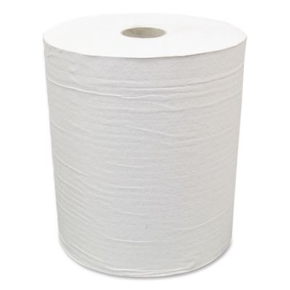 Hardwound Paper Towel Roll, Eco Green Paper, 1-Ply, 7.88" X 800 Ft, White, 6/Carton