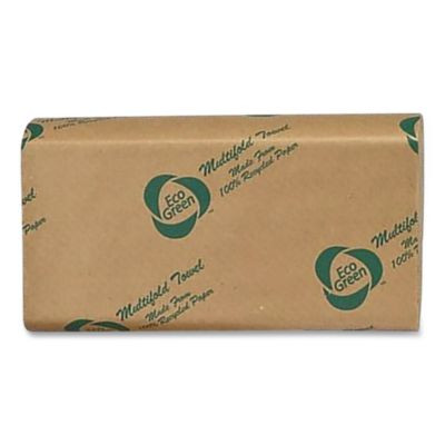 Recycled Multifold Paper Towels, 1-Ply, 9.5 X 9.5, White, 250/Pack, 16 Packs/Carton