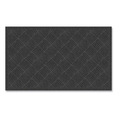 Ecomat Crosshatch Entry Mat, Rectangular, Charcoal Gray Crush-Resistant Ribbed Surface, 36" x 60"