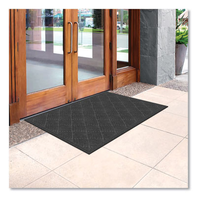 Ecomat Crosshatch Entry Mat, Rectangular, Charcoal Gray Crush-Resistant Ribbed Surface, 36" x 60"