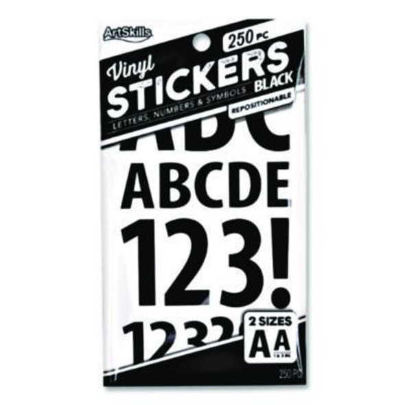 Poster And Bulletin Board Vinyl Letters And Numbers, 1" Tall Letters, 2" Tall Numbers, Black Characters, 250/Pack