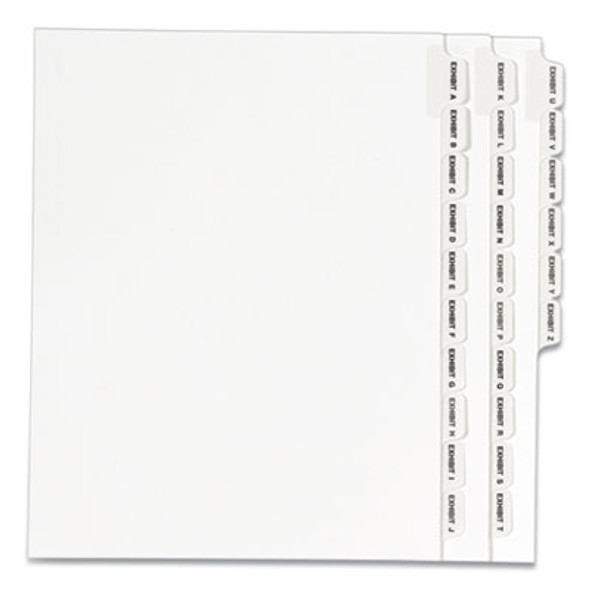 Preprinted Legal Exhibit Side Tab Index Dividers, Avery Style, 26-Tab, Exhibit A To Exhibit Z, 11 x 8.5, White, 1 Set, (1370)