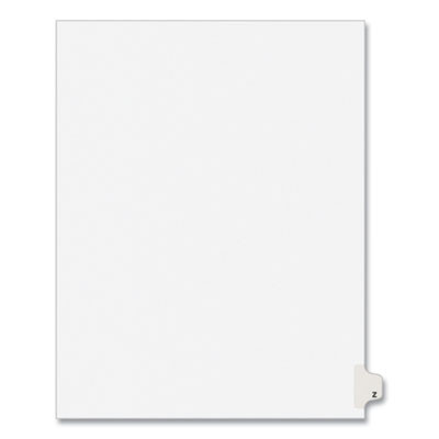 Preprinted Legal Exhibit Side Tab Index Dividers, Avery Style, 26-Tab, Z, 11 X 8.5, White, 25/Pack, (1426)
