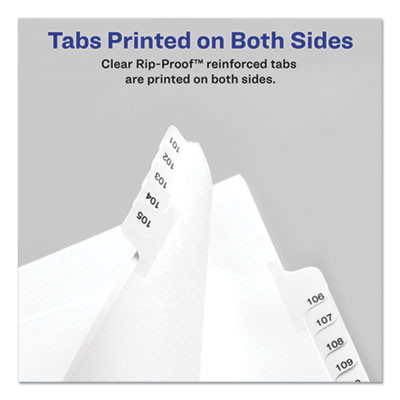 Preprinted Legal Exhibit Side Tab Index Dividers, Allstate Style, 25-Tab, 101 To 125, 11 X 8.5, White, 1 Set, (1705)