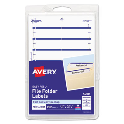 Printable 4" X 6" - Permanent File Folder Labels, 0.69 X 3.44, White, 7/Sheet, 36 Sheets/Pack, (5200)