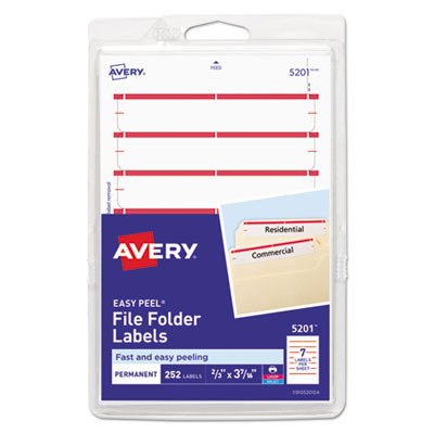 Printable 4" X 6" - Permanent File Folder Labels, 0.69 X 3.44, White, 7/Sheet, 36 Sheets/Pack, (5201)