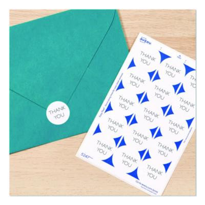 Printable Mailing Seals, 1" Dia, White, 15/Sheet, 40 Sheets/Pack, (5247)