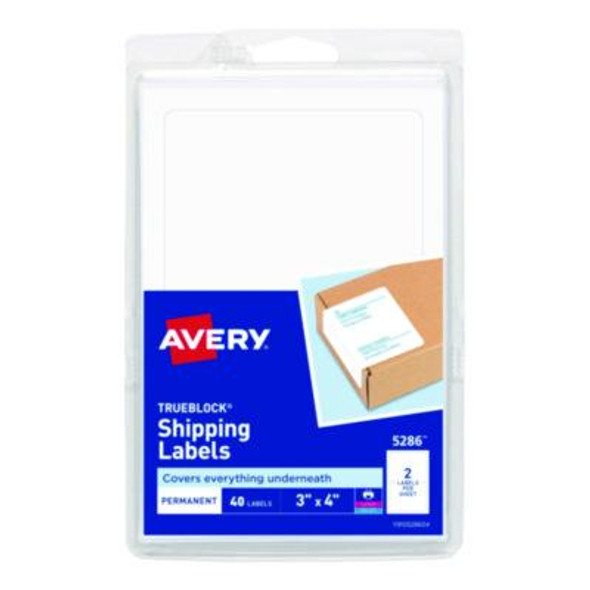 Shipping Labels With Trueblock Technology, Inkjet/Laser Printers, 4 X 3, White, 2/Sheet, 20 Sheets/Pack