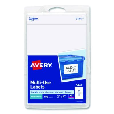 Removable Multi-Use Labels, Inkjet/Laser Printers, 2 X 4, White, 2/Sheet, 50 Sheets/Pack, (5444)