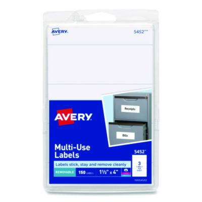Removable Multi-Use Labels, Inkjet/Laser Printers, 1.5 X 4, White, 3/Sheet, 50 Sheets/Pack, (5452)