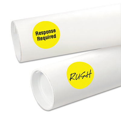 Printable Self-Adhesive Removable Color-Coding Labels, 1.25" Dia, Neon Yellow, 8/Sheet, 50 Sheets/Pack, (5499)