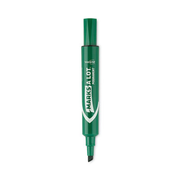Marks A Lot Regular Desk-Style Permanent Marker, Broad Chisel Tip, Green, Dozen (7885)