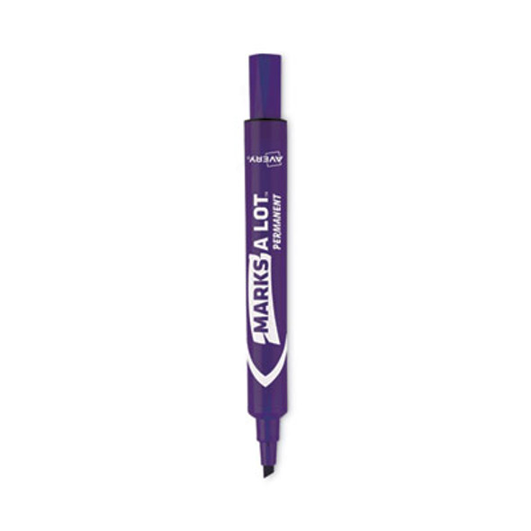 Marks A Lot Large Desk-Style Permanent Marker, Broad Chisel Tip, Purple, Dozen (8884)