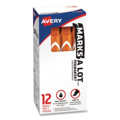 Marks A Lot Large Desk-Style Permanent Marker, Broad Chisel Tip, Orange, Dozen
