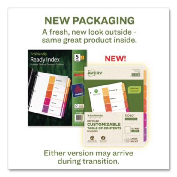 Customizable Table Of Contents Ready Index Dividers With Multicolor Tabs, 5-Tab, 1 To 5, 11 X 8.5, White, 3 Sets