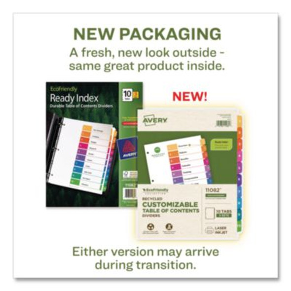 Customizable Table Of Contents Ready Index Dividers With Multicolor Tabs, 10-Tab, 1 To 10, 11 X 8.5, White, 3 Sets