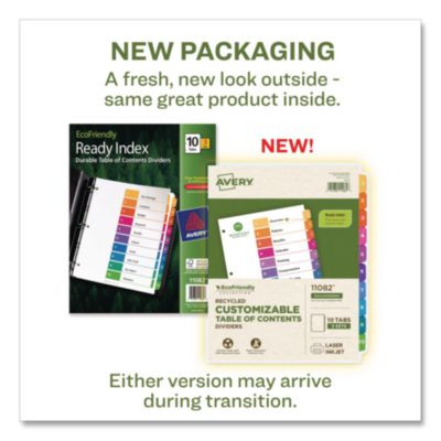 Customizable Table Of Contents Ready Index Dividers With Multicolor Tabs, 10-Tab, 1 To 10, 11 X 8.5, White, 3 Sets